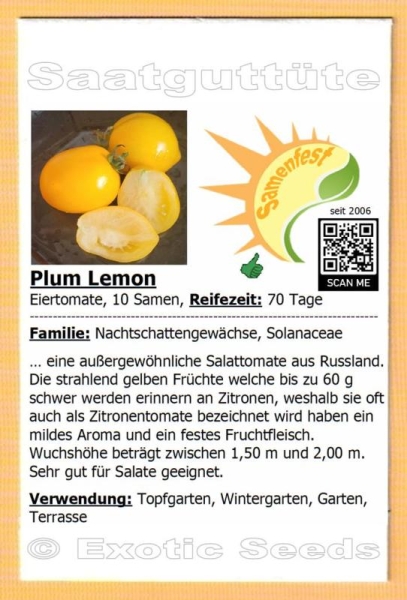 Tomate * Plum Lemon * 10 Samen